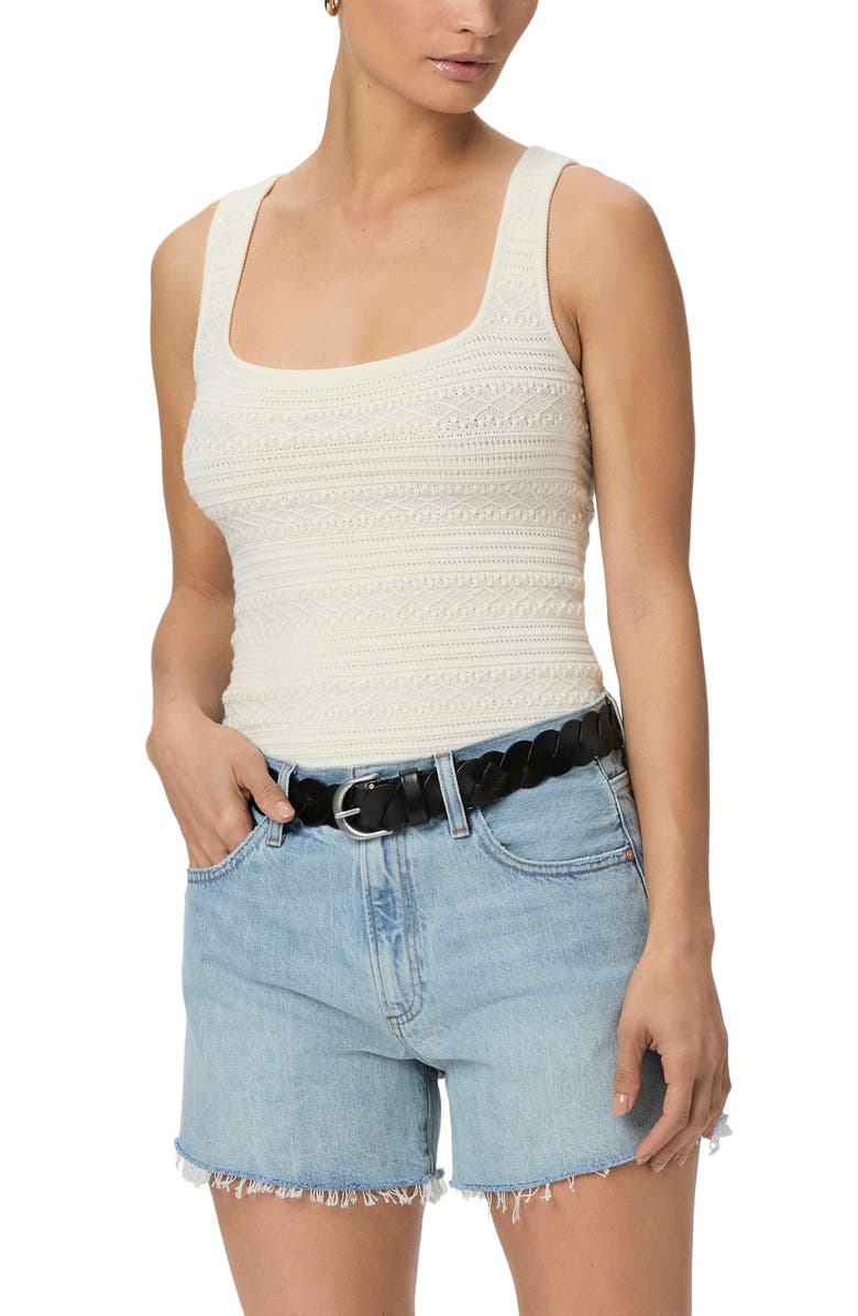 PAIGE Archie Raw Hem High Waist Denim Shorts, Alternate, color, Tayce Distressed