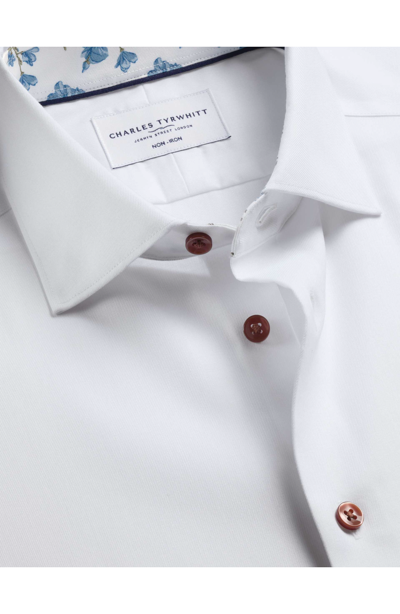 Charles Tyrwhitt Non-Iron Stretch Printed Trim Shirt, Alternate, color, White
