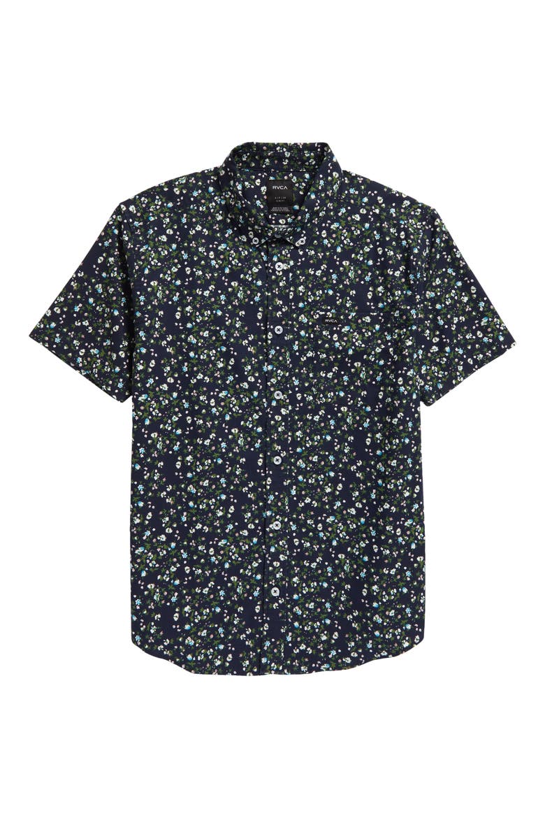 That'll Do Classic Fit Floral Print Short Sleeve Button-Down Shirt, Main, color, NAVY MARINE