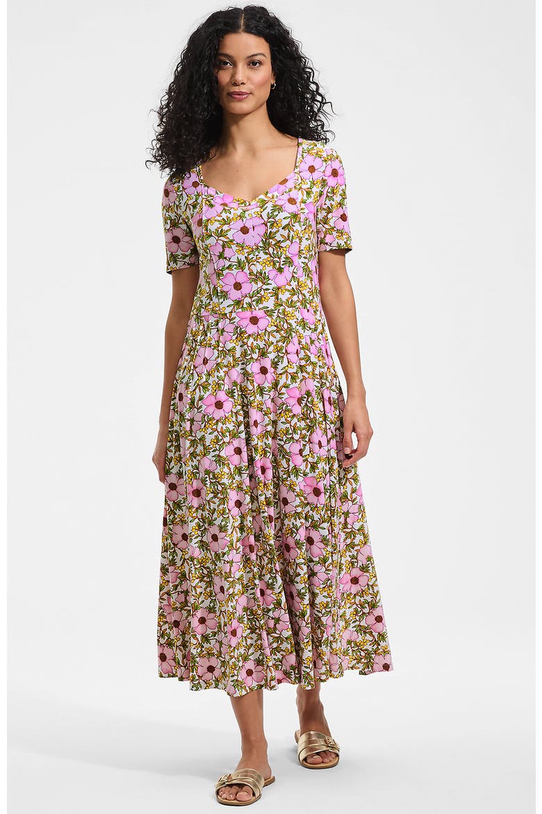 Silky Knit Sweetheart Midi Dress, Main, color, Light Rose Pink Floral Blossom