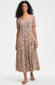 Lands' End Silky Knit Sweetheart Midi Dress