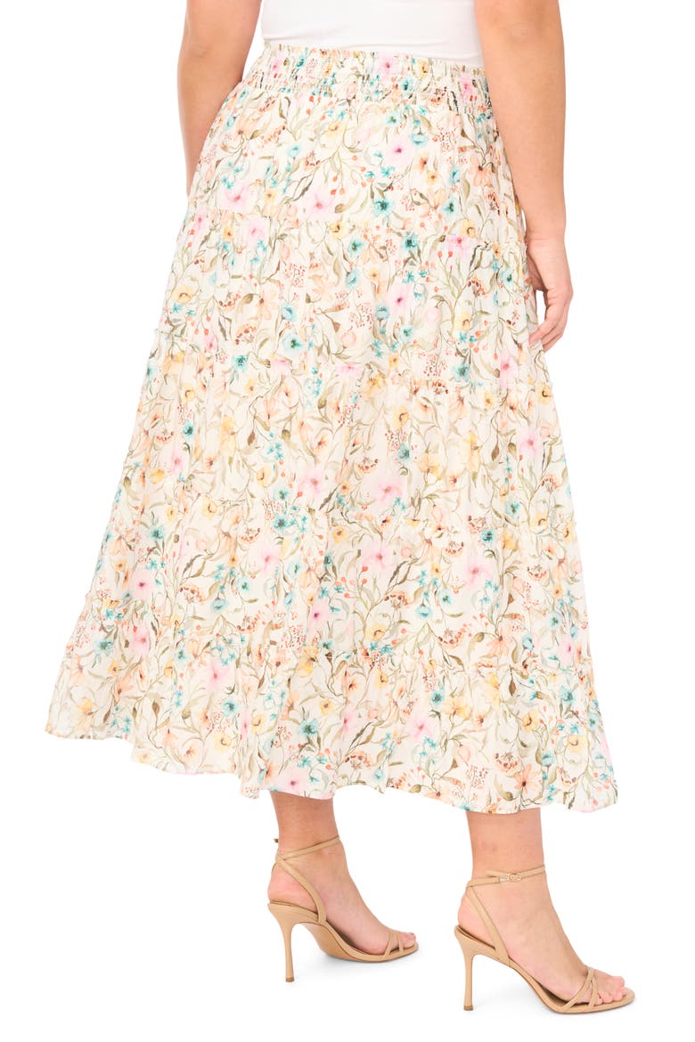 Floral Tiered Skirt, Alternate, color, ANTIQUE WHITE