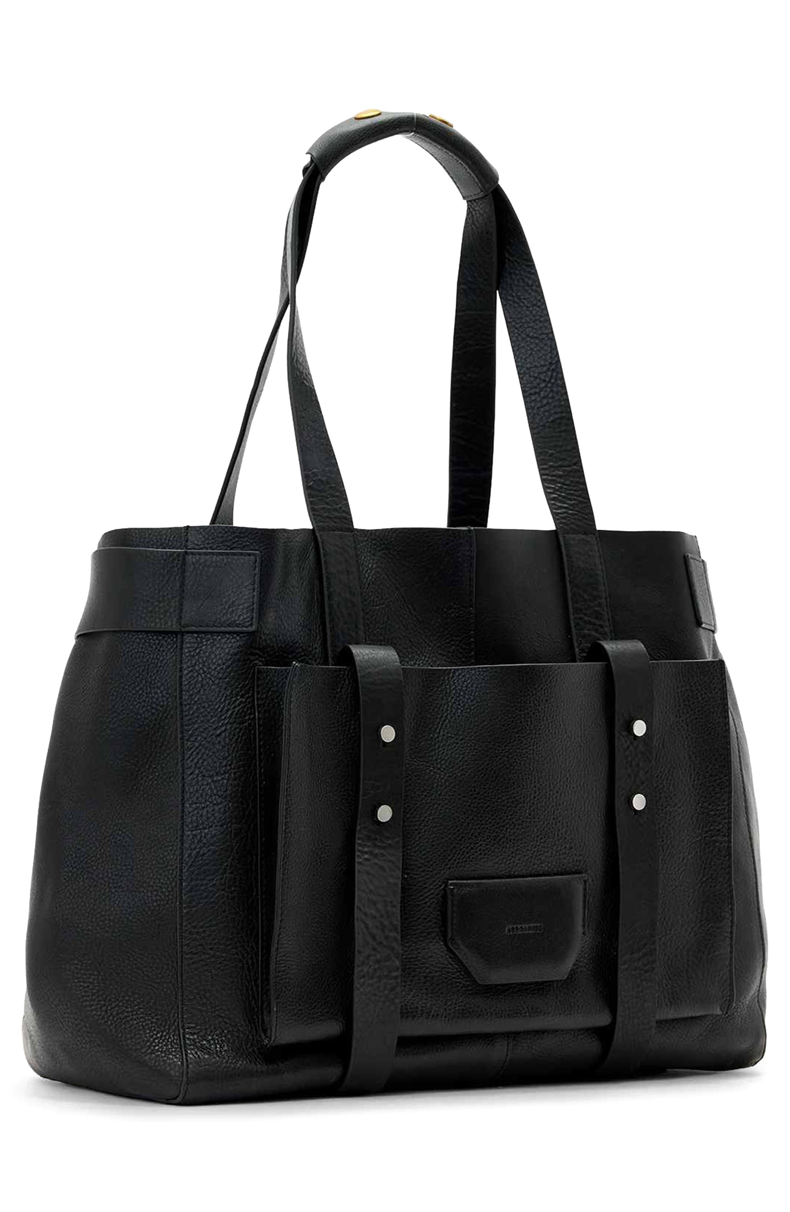AllSaints Ursa Leather Tote, Alternate, color, Black