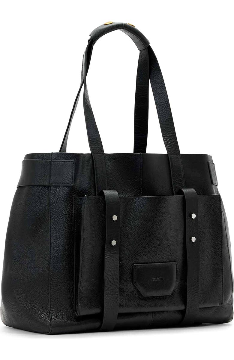 AllSaints Ursa Leather Tote, Alternate, color, Black