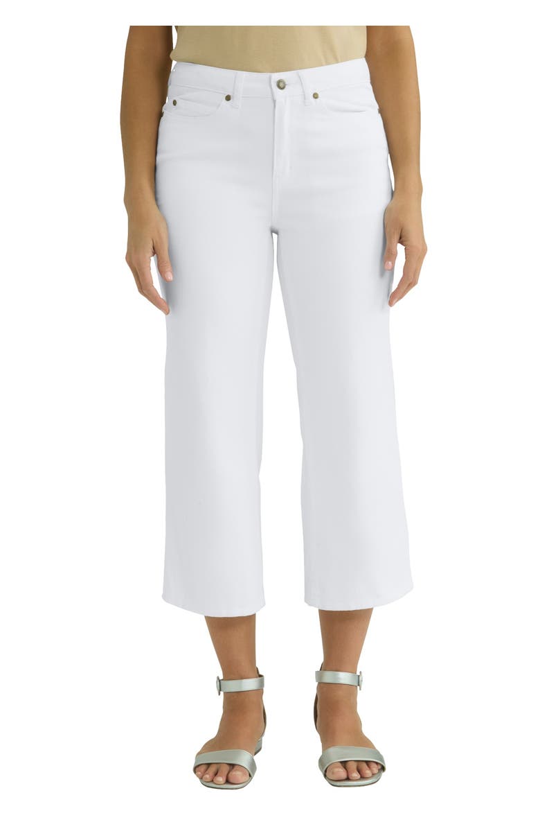 Jessica London Classic Cotton Denim Wide Leg Crop Jean, Main, color, White