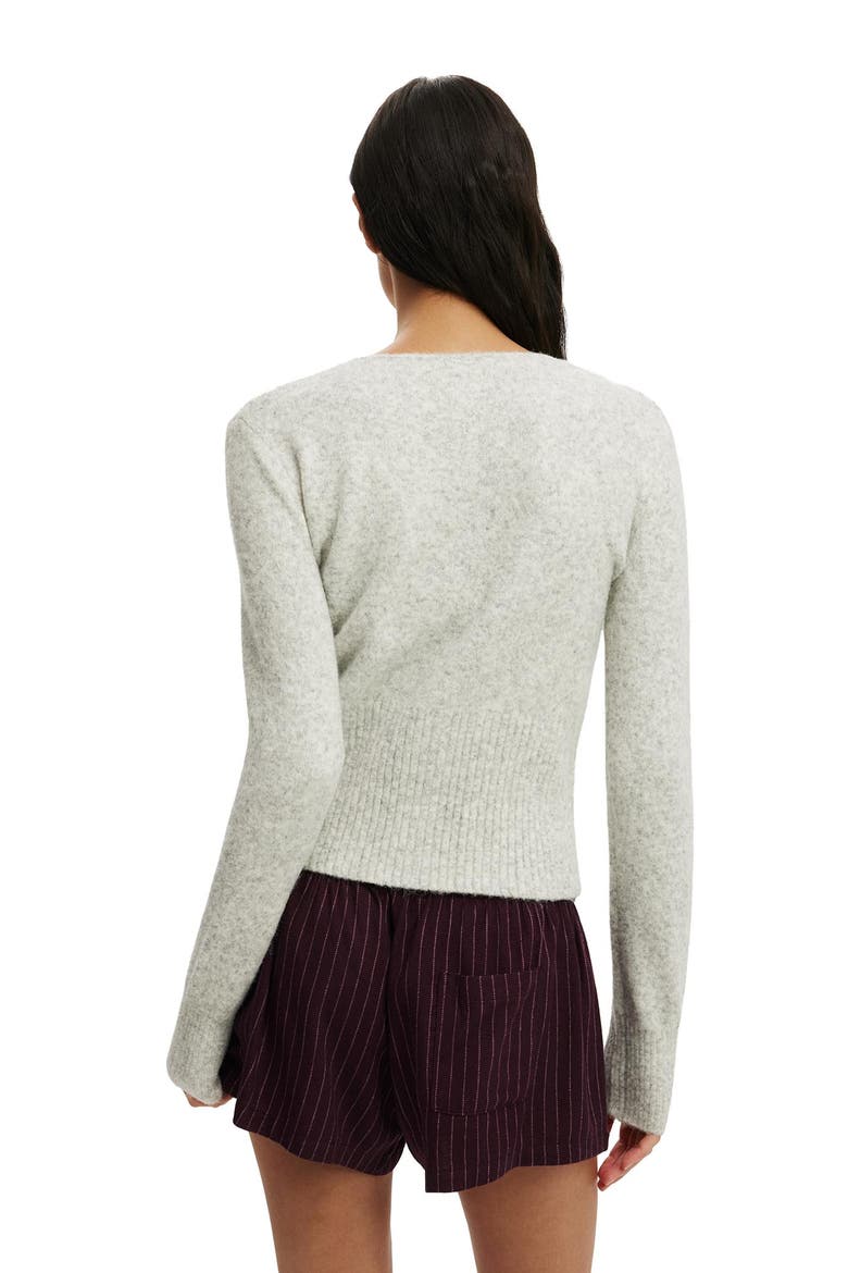 Women's Fluffy Fitted Knit Cardi, Alternate, color, Light Grey Marle