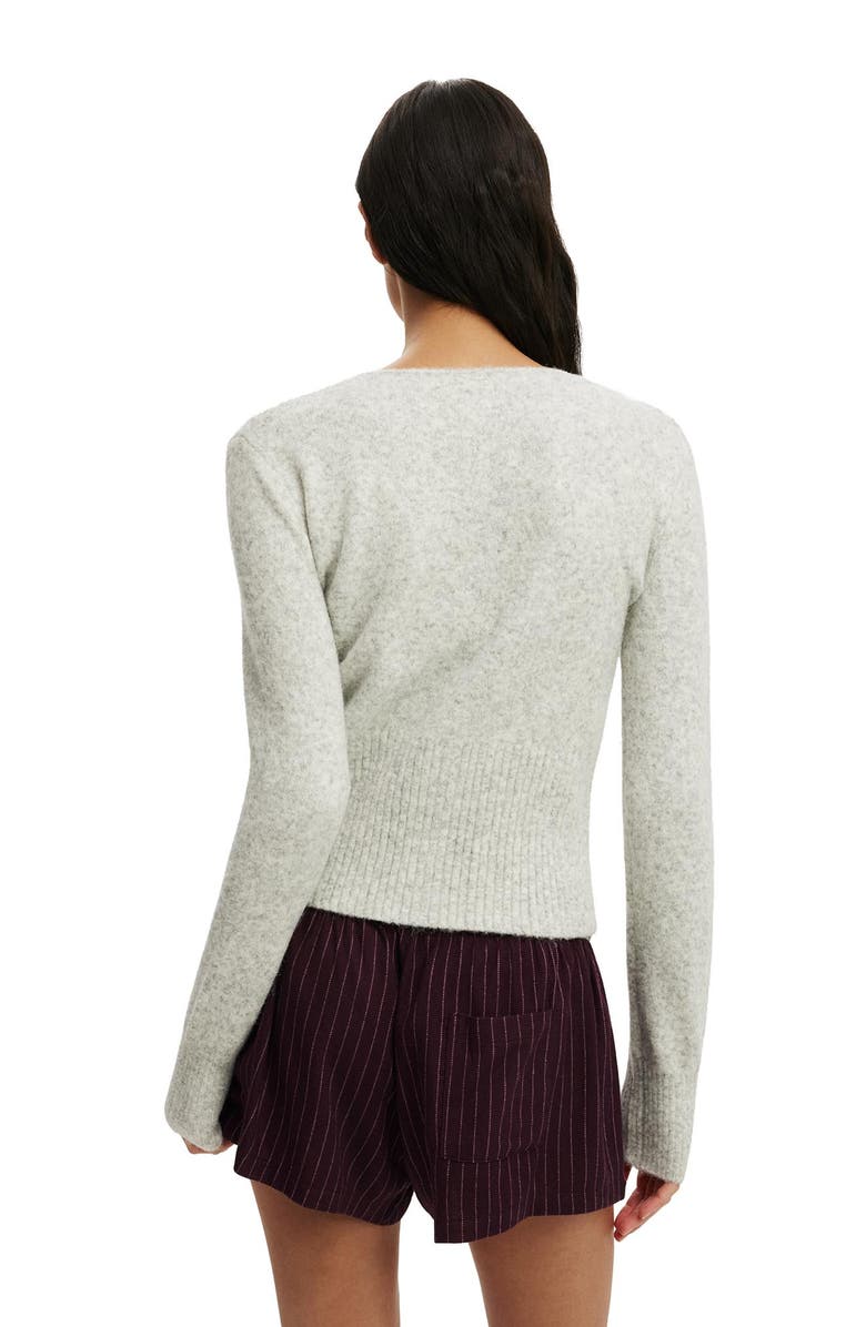 COTTON ON BODY Women's Fluffy Fitted Knit Cardi, Alternate, color, Light Grey Marle