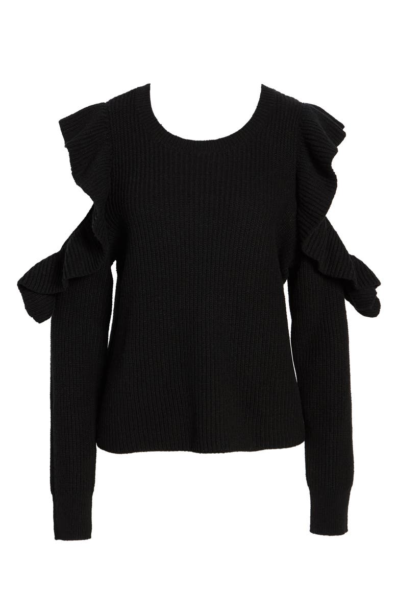 BP. Ruffle Cold Shoulder Sweater, Alternate, color,