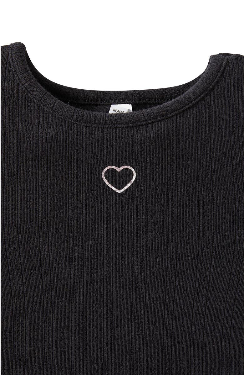 Cotton On Kids Kid's Harper Long Sleeve Dress Up Dress, Alternate, color, Black Pointelle Heart
