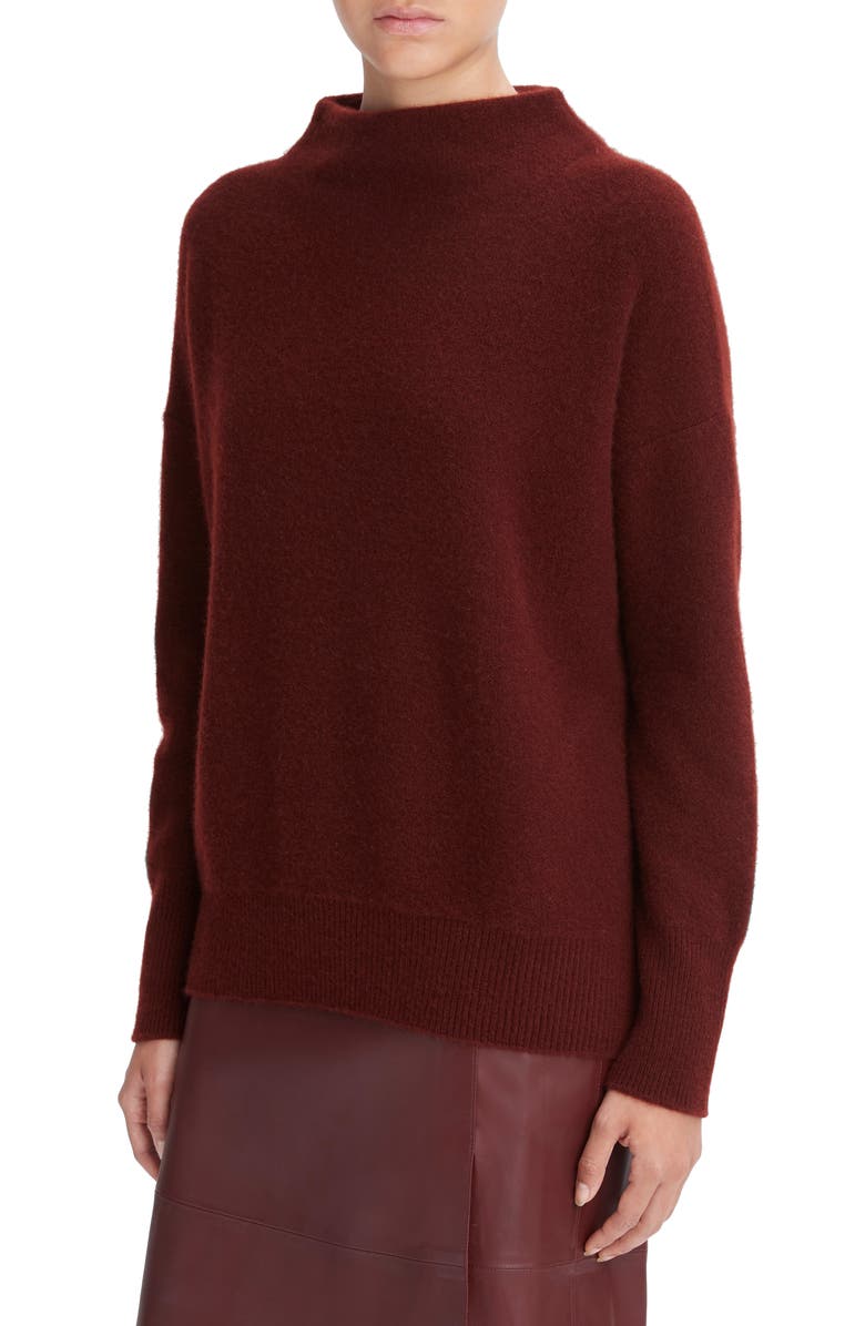 Vince Boiled Cashmere Funnel Neck Pullover, Alternate, color, Cinnamon Stick