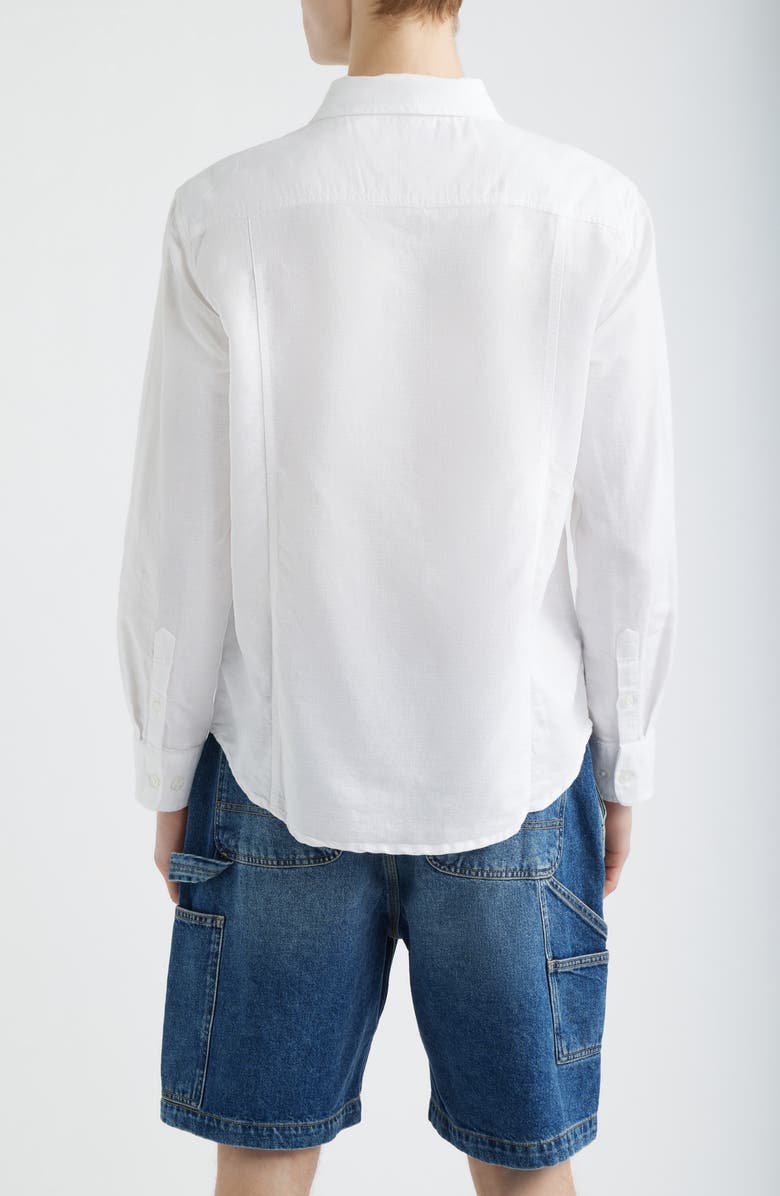 Corridor Solid Linen & Cotton Button-Up Shirt, Alternate, color, White