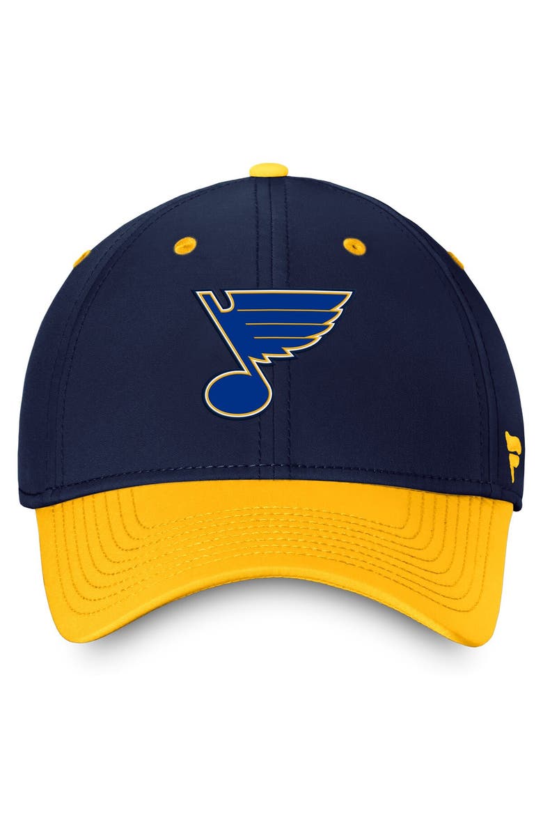 Men's Fanatics Branded  Navy/Gold St. Louis Blues Authentic Pro Rink Two-Tone Flex Hat, Alternate, color, Navy