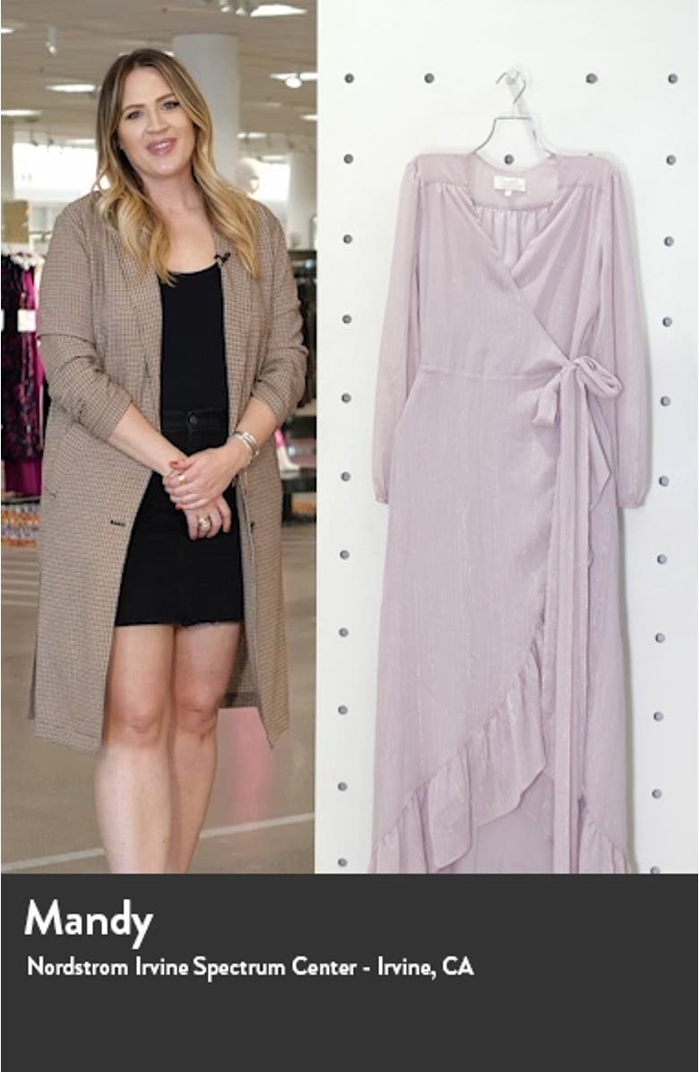 The Meryl Long Sleeve Metallic Chiffon Wrap Gown, sales video thumbnail