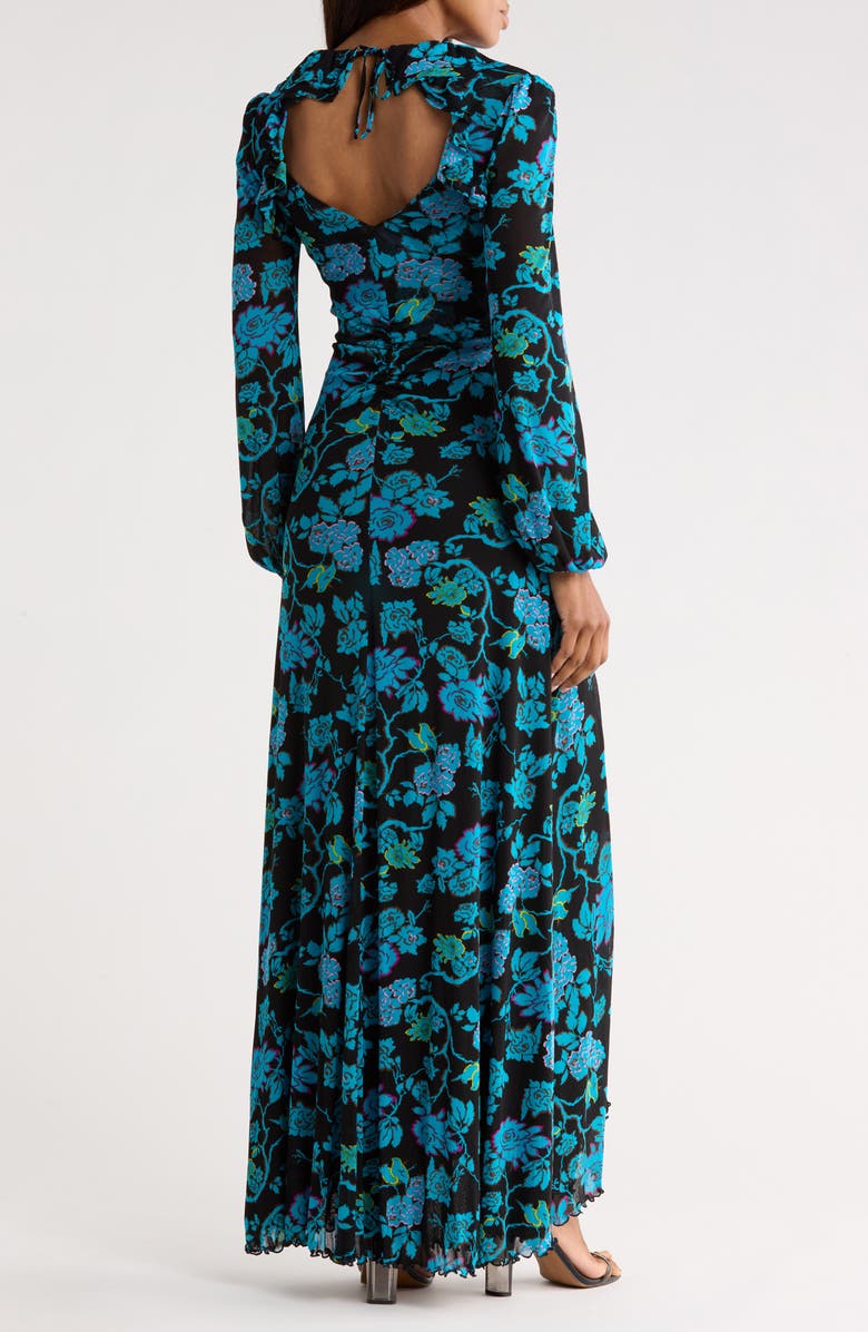 Diane von Furstenberg Sean Floral Long Sleeve Midi Dress, Alternate, color, China Vine Black Medium