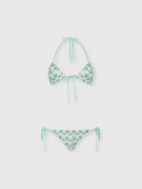 Triangle Bikini In Viscose With Floral Motif