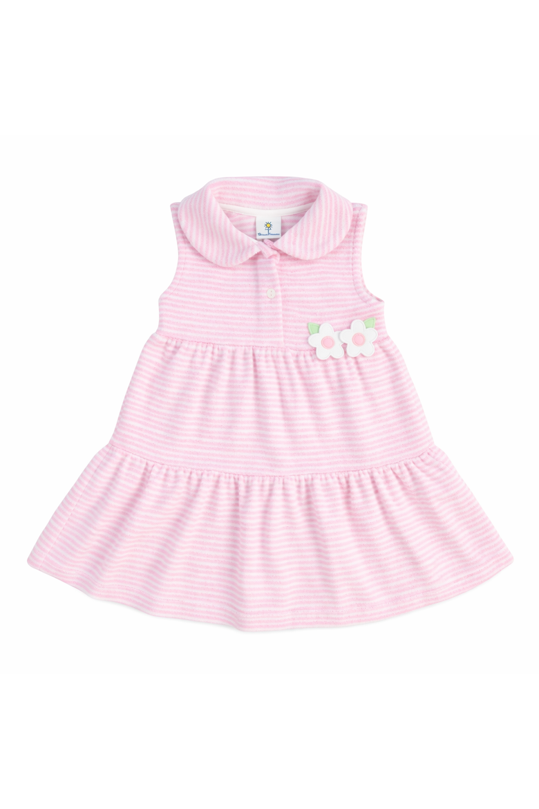 Stripe Terry Dress with Flowers, Main, color, Pink/White