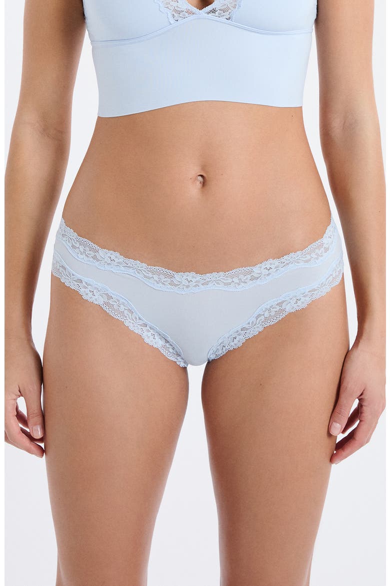 Pure Soft Lace Trim Hipster Briefs, Main, color, AZURE BLUE