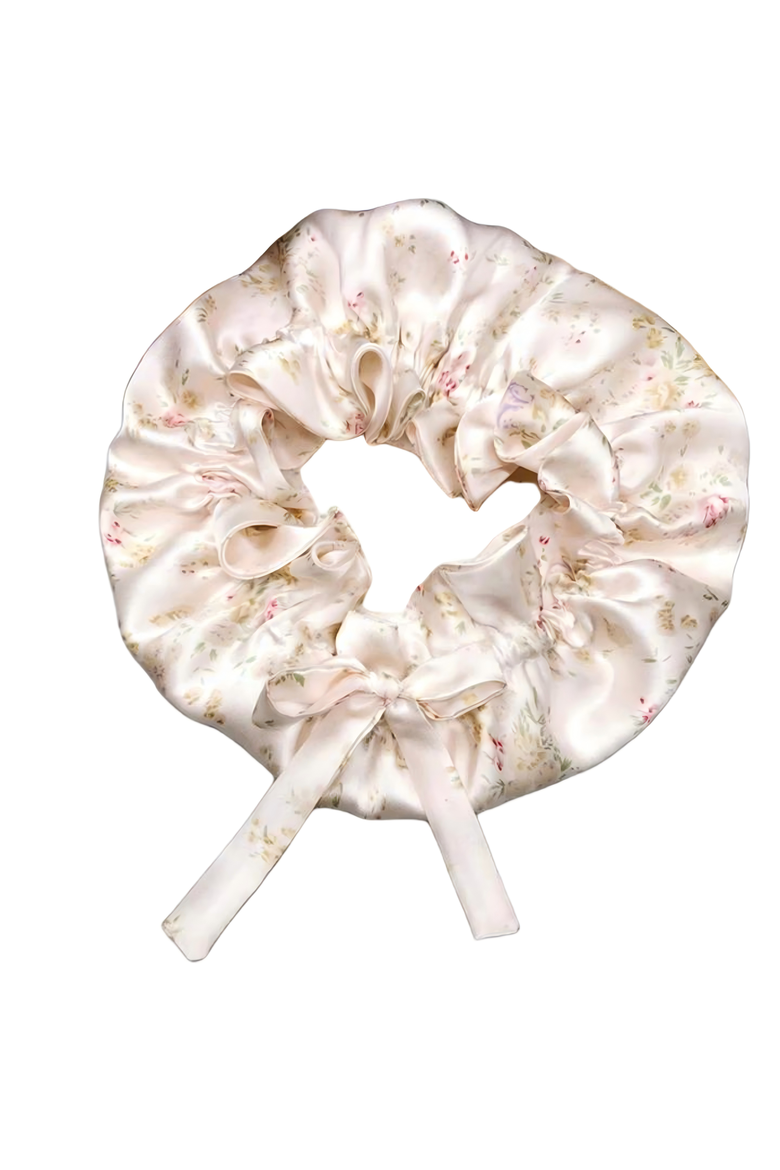 Pure Silk Double Layer Bonnet with Ribbon, Main, color, Floral