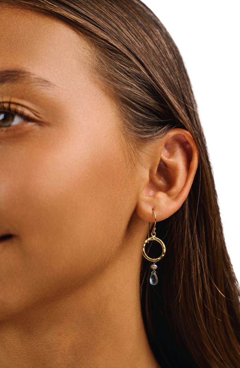 Kiara by Ki-Ele Chelsea Freshwater Pearl & Aquamarine Drop Earrings, Alternate, color,