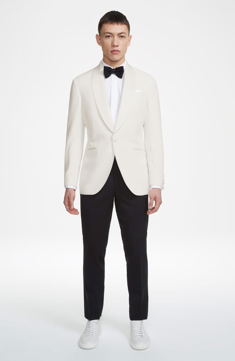 Jack Victor Ethan Trim Fit Solid Wool Dinner Jacket, Alternate, color, Cream