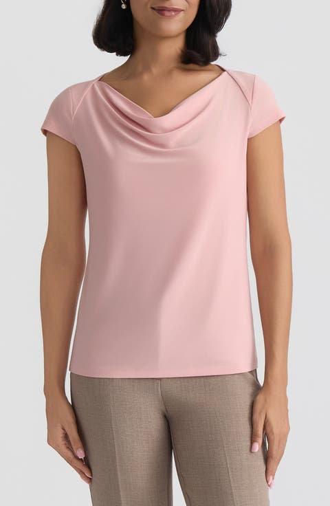 Cowl Neck Cap Sleeve Knit Top