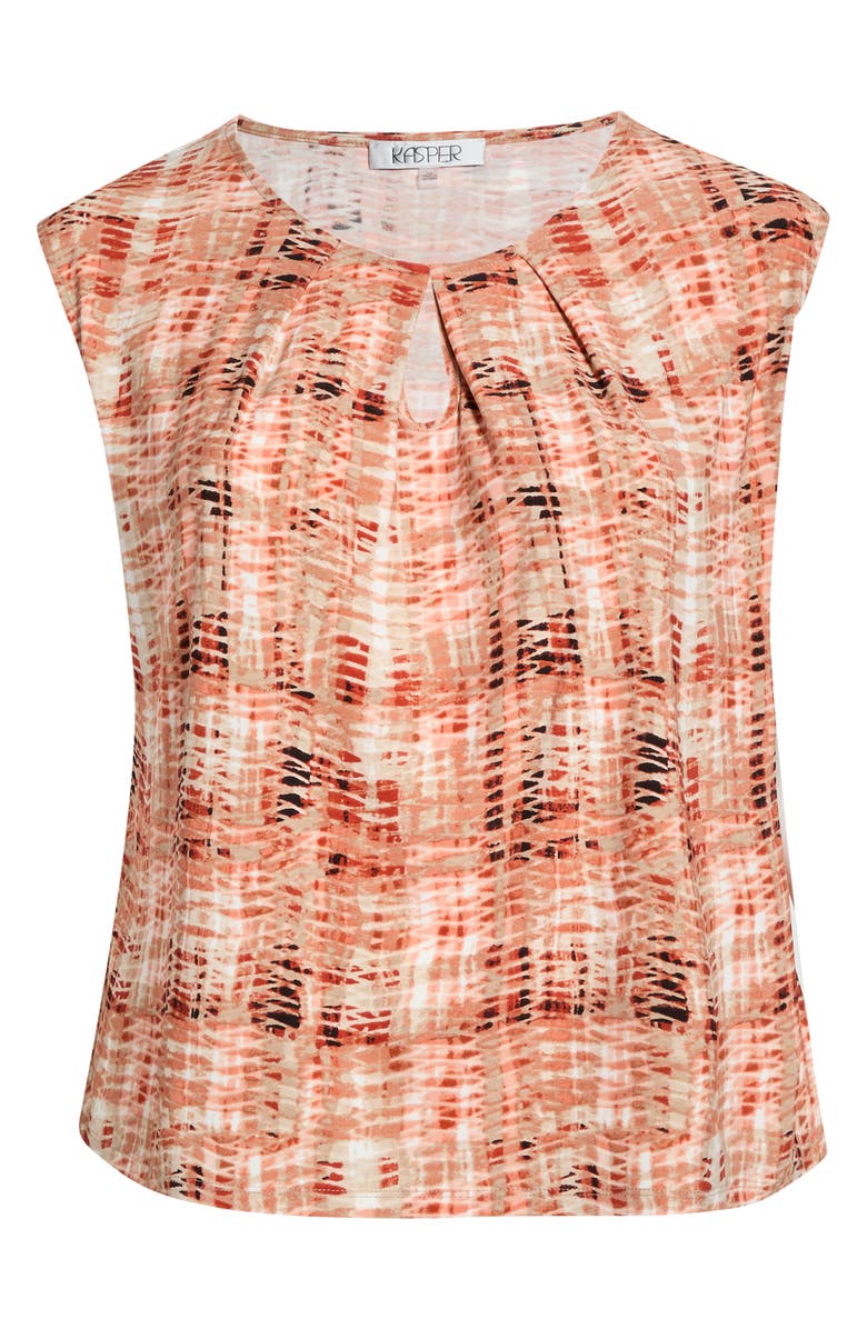 KASPER Abstract Print Keyhole Sleeveless Top, Main, color, Mandarin Multi
