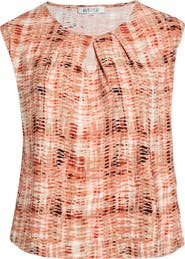 KASPER Abstract Print Keyhole Sleeveless Top