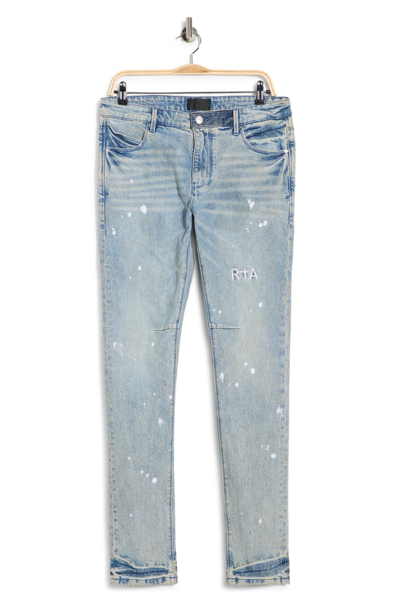 RtA Clayton Skinny Jeans, Main, color, Splattered Indigo Dusk