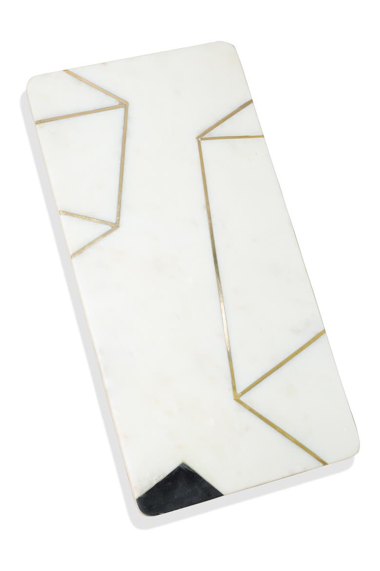 Luxuria Geometric Marble Platter, Main, color, WHITE/ GOLD