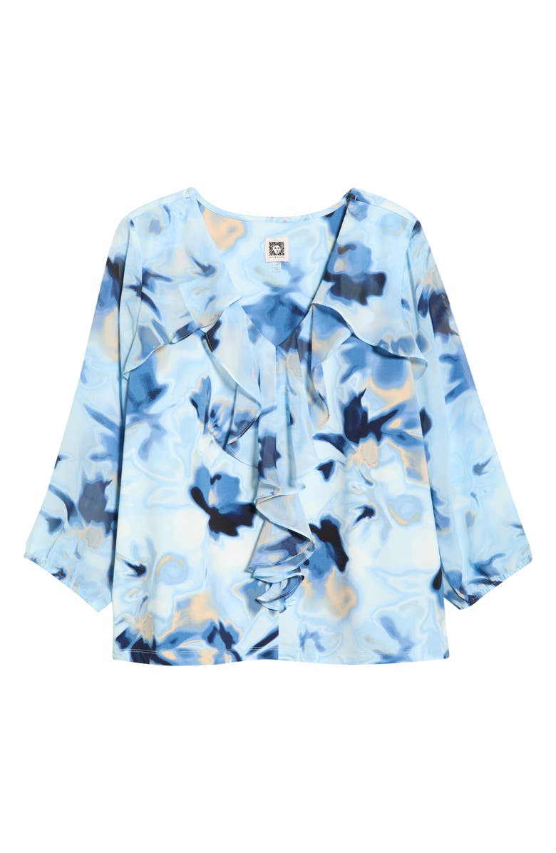 Anne Klein Cascade Ruffle Floral Print Top, Alternate, color, Lakeshore