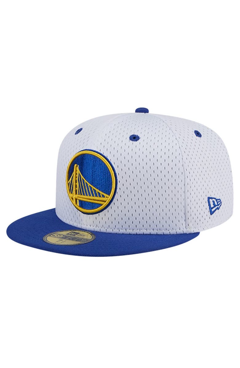 New Era Men's New Era White/Royal Golden State Warriors Throwback 2Tone 59FIFTY Fitted Hat, Alternate, color, White
