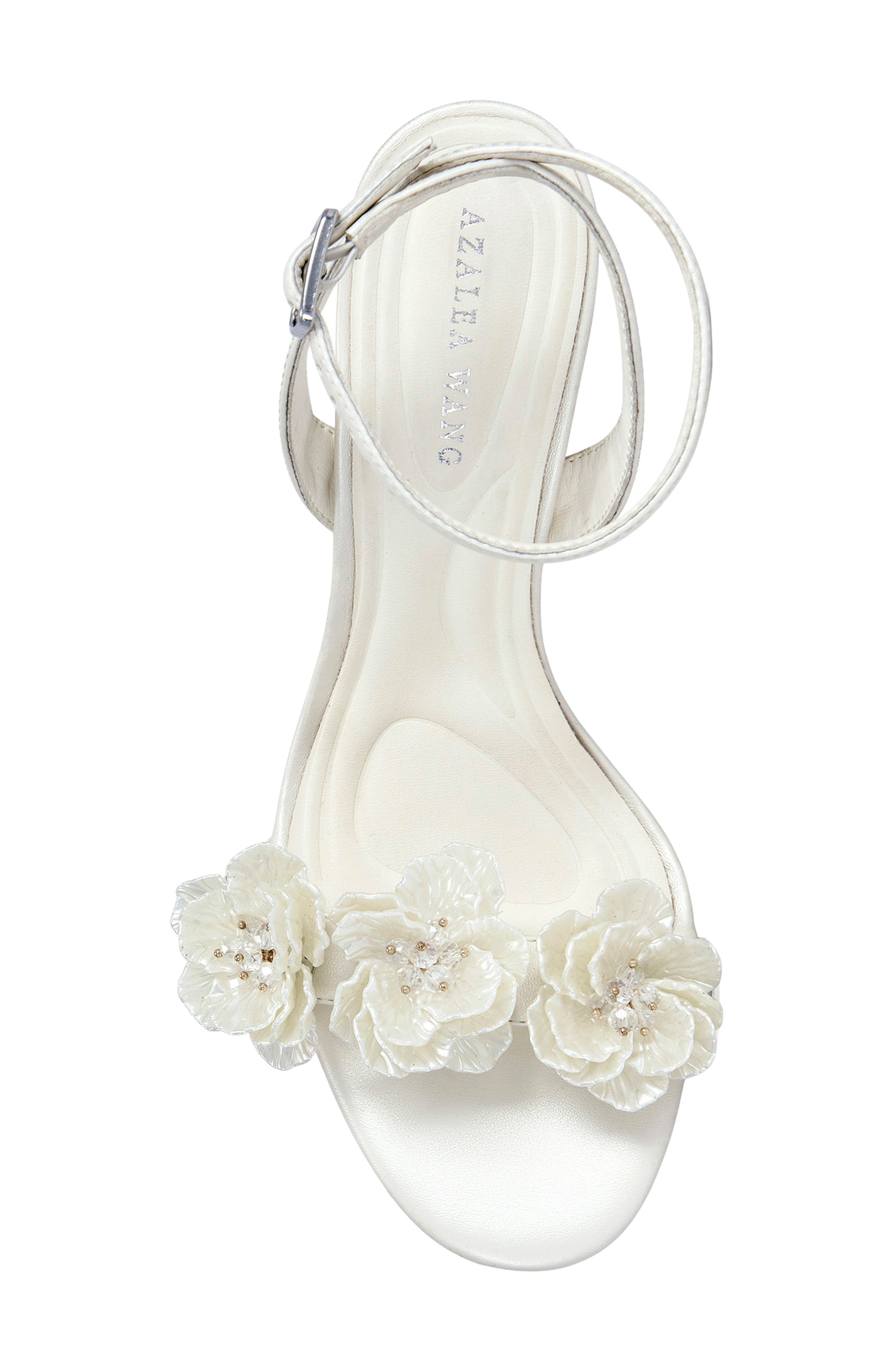 AZALEA WANG Winters Ankle Strap Wedge Sandal, Alternate, color, White/ Silver