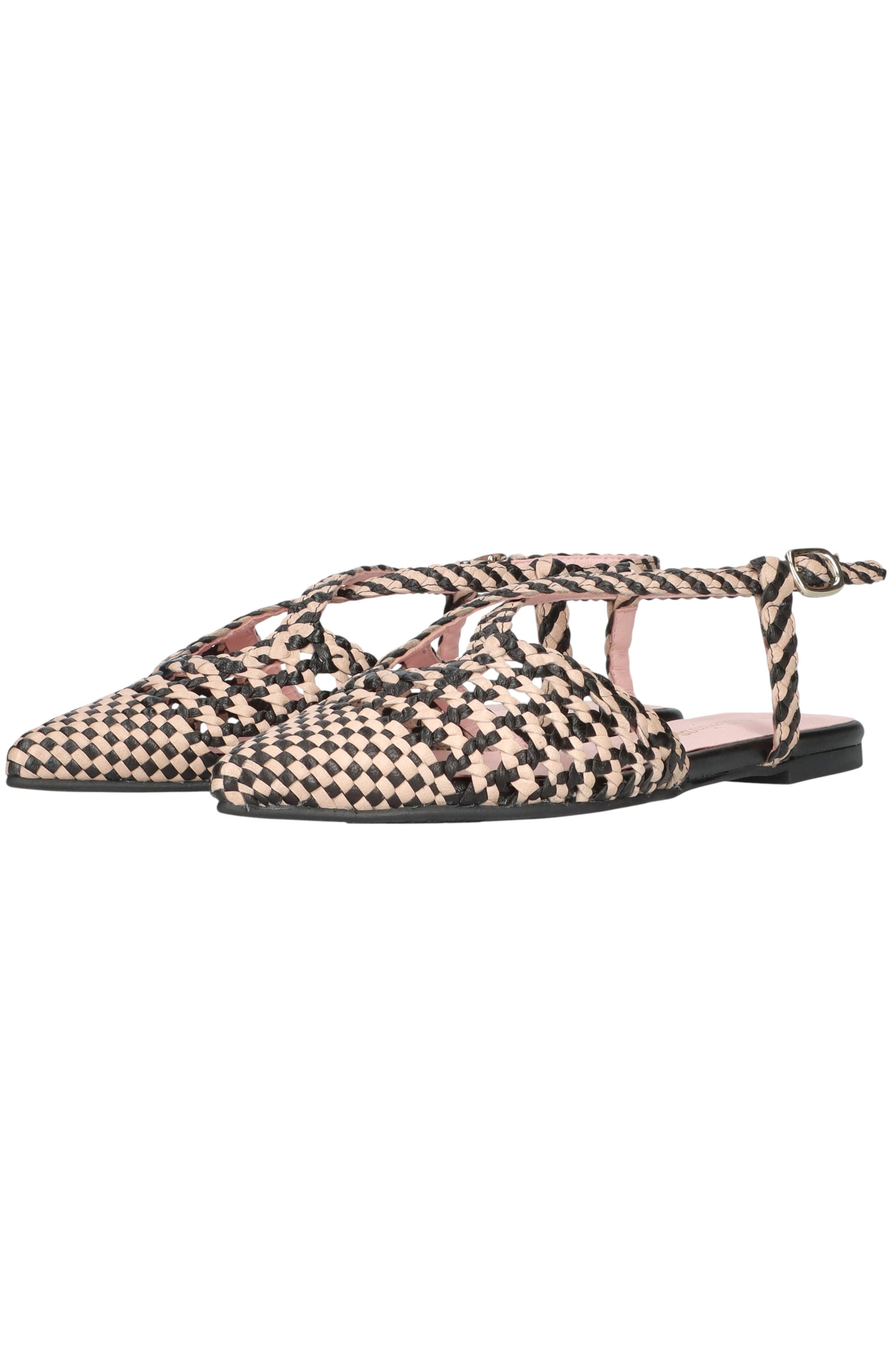 Pointed Toe Woven Sling Back, Alternate, color, Black