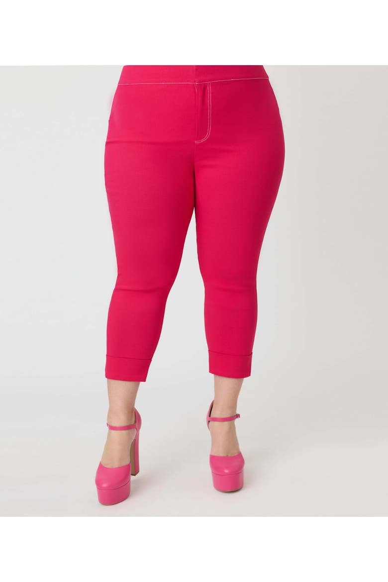 Plus Size Kitschy Shaped Pocket Smarty Pants Capris, Alternate, color, Pink Solid