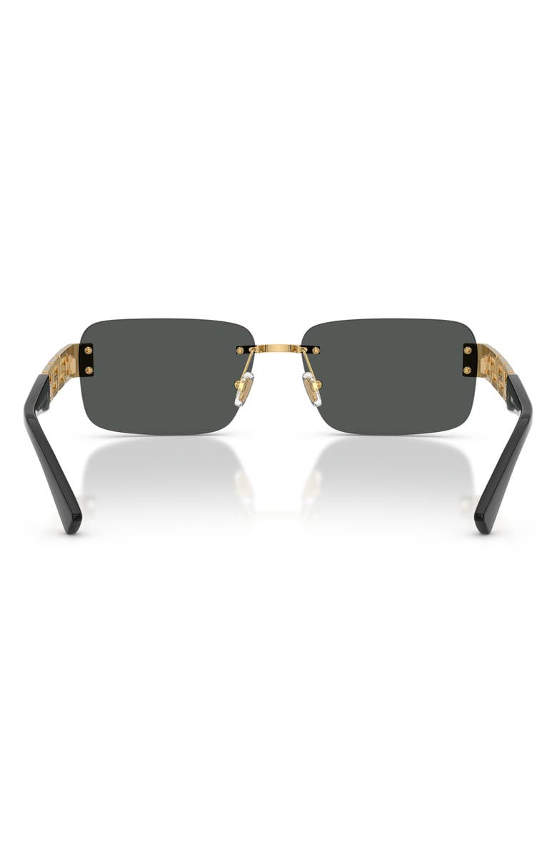 Versace 58mm Rimless Rectangular Sunglasses, Alternate, color, Gold / Dark Grey