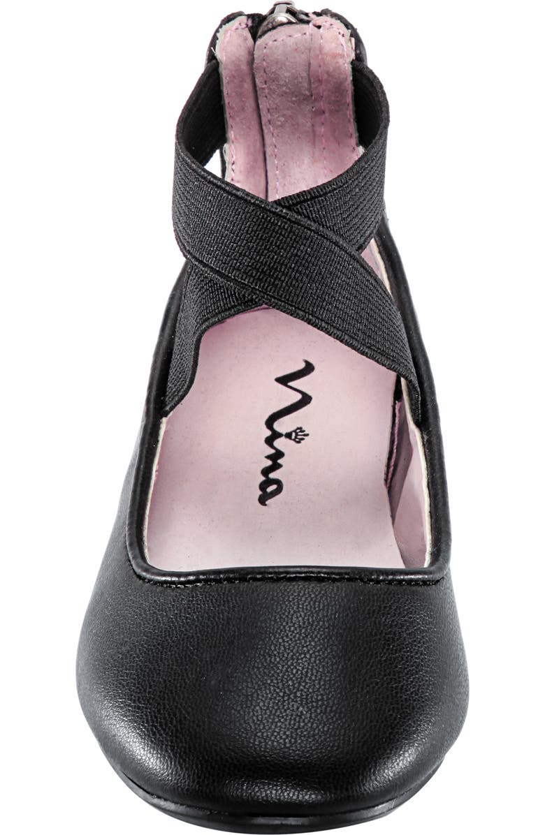 Nina Marissa Cross Strap Flat, Alternate, color, Black Faux Leather