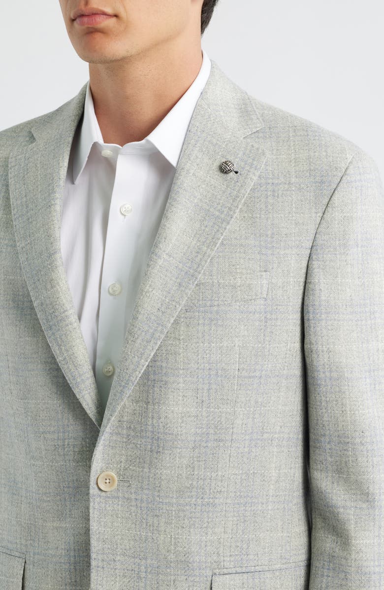 Jack Victor Midland Contemporary Fit Light Grey Deco Plaid Wool & Cashmere Sport Coat, Alternate, color, Light Grey