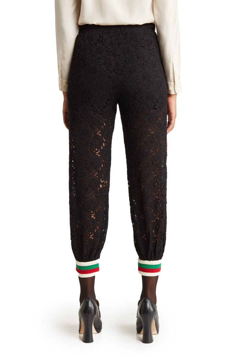 Gucci Floral Lace Joggers, Alternate, color, Black