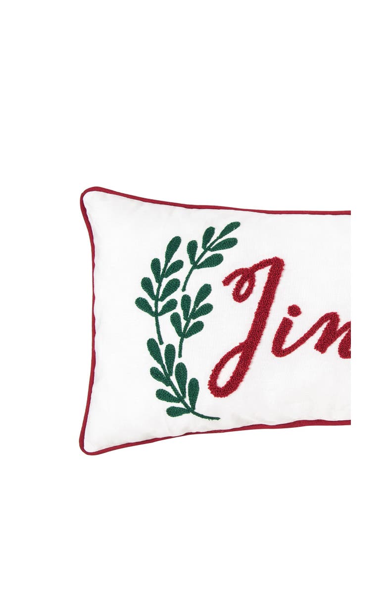 C&F Home "Jingle" Christmas Sprig Mini Accent Throw Pillow 12" x 24", Alternate, color, Red