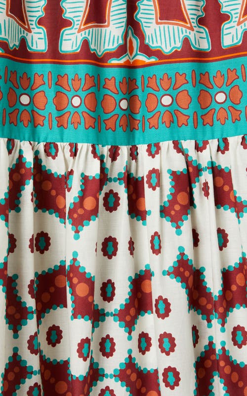 La Doublej Big Printed Tiered Cotton Maxi Skirt In Brown