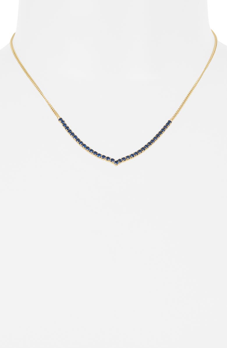 MESHMERISE Colorful Crystal V-Front Chain Necklace, Alternate, color, Yellow/Blue
