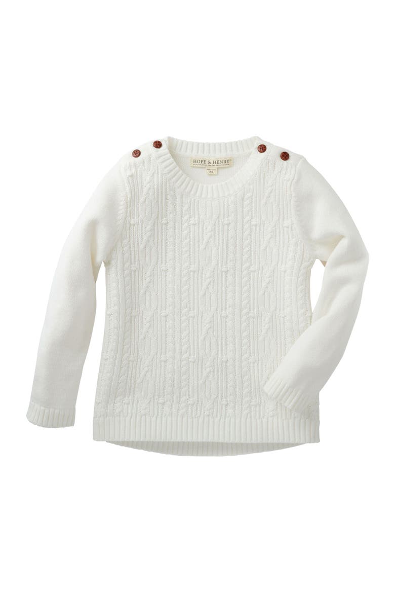 Baby Girls' Cable Button Sweater, Infant, Main, color, White