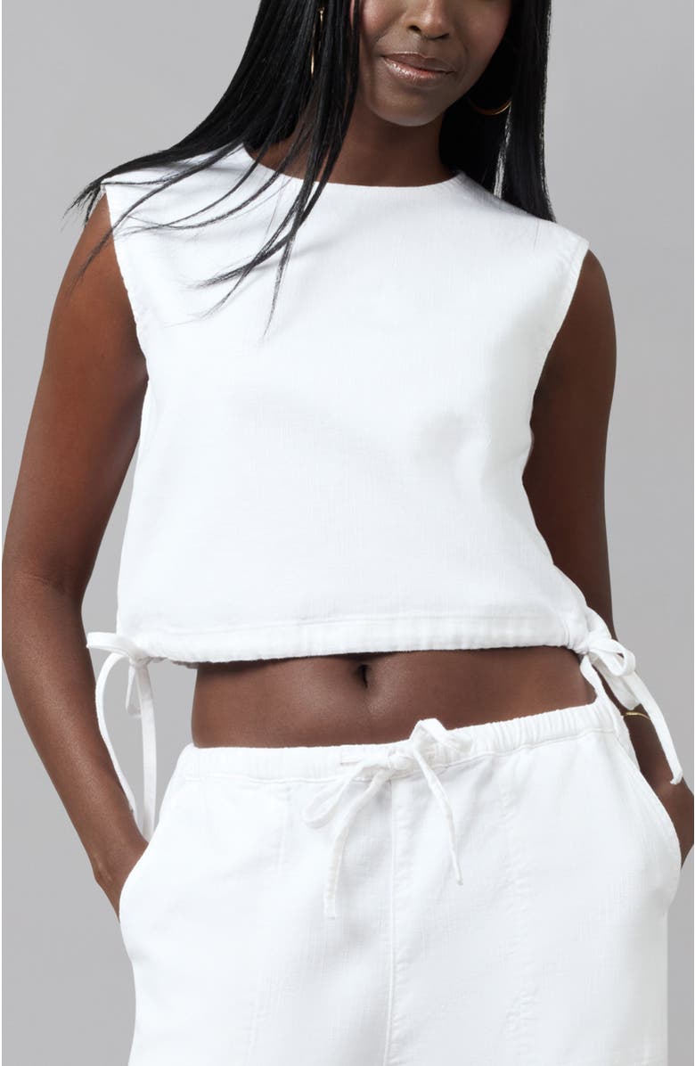 Lola Denim Liel Cotton Twill Top, Main, color, White