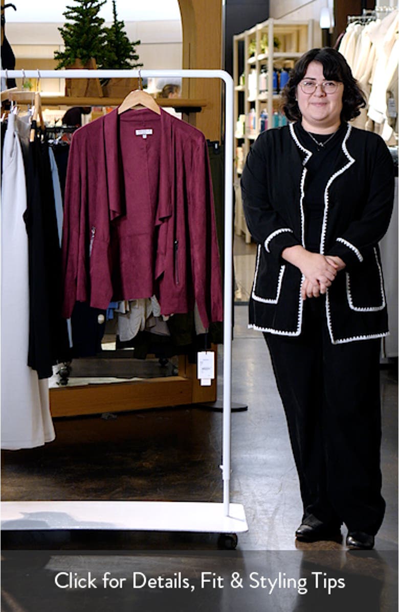Drape Front Faux Suede Jacket, sales video thumbnail