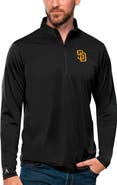 ANTIGUA Men's Antigua Black San Diego Padres Tribute Quarter-Zip Pullover Top