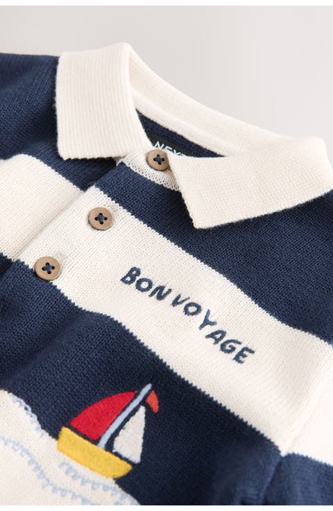 Kids' Stripe Boat Print Cotton Polo (Baby & Toddler)