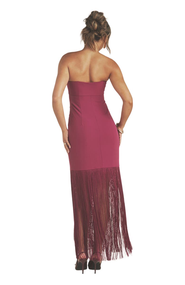 Six Stories Fringe Bandeau Maxi Dress, Alternate, color, Raspberry