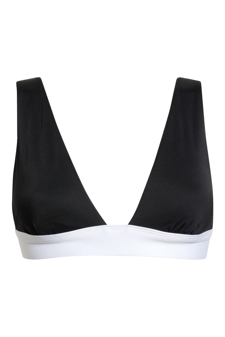 Modern V-Neck Bikini Top, Alternate, color, BLACK
