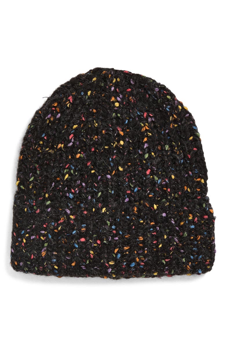 Tasha Marled Confetti Cuffed Beanie, Main, color, Black