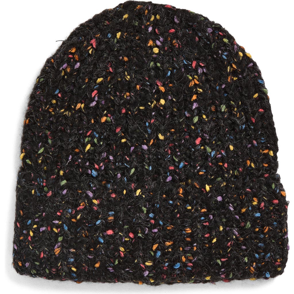 Tasha Marled Confetti Cuffed Beanie In Black